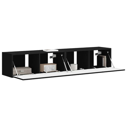 vidaXL TV Wall Cabinet 2 pcs Black 78.5 x 31 x 29.5 cm Engineered Wood