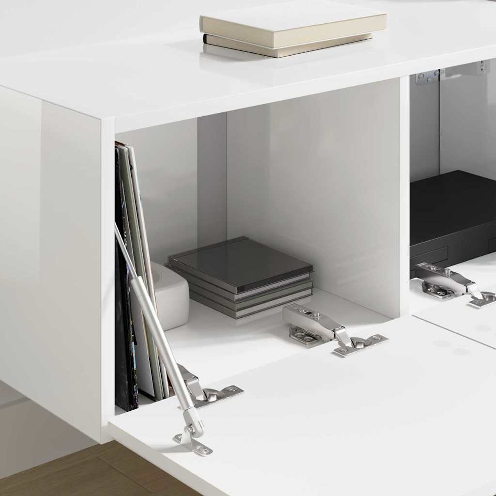 vidaXL TV Wall Cabinet Gloss White 78.5 x 31 x 29.5 cm Engineered Wood