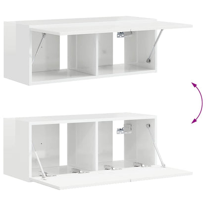 vidaXL TV Wall Cabinet Gloss White 78.5 x 31 x 29.5 cm Engineered Wood