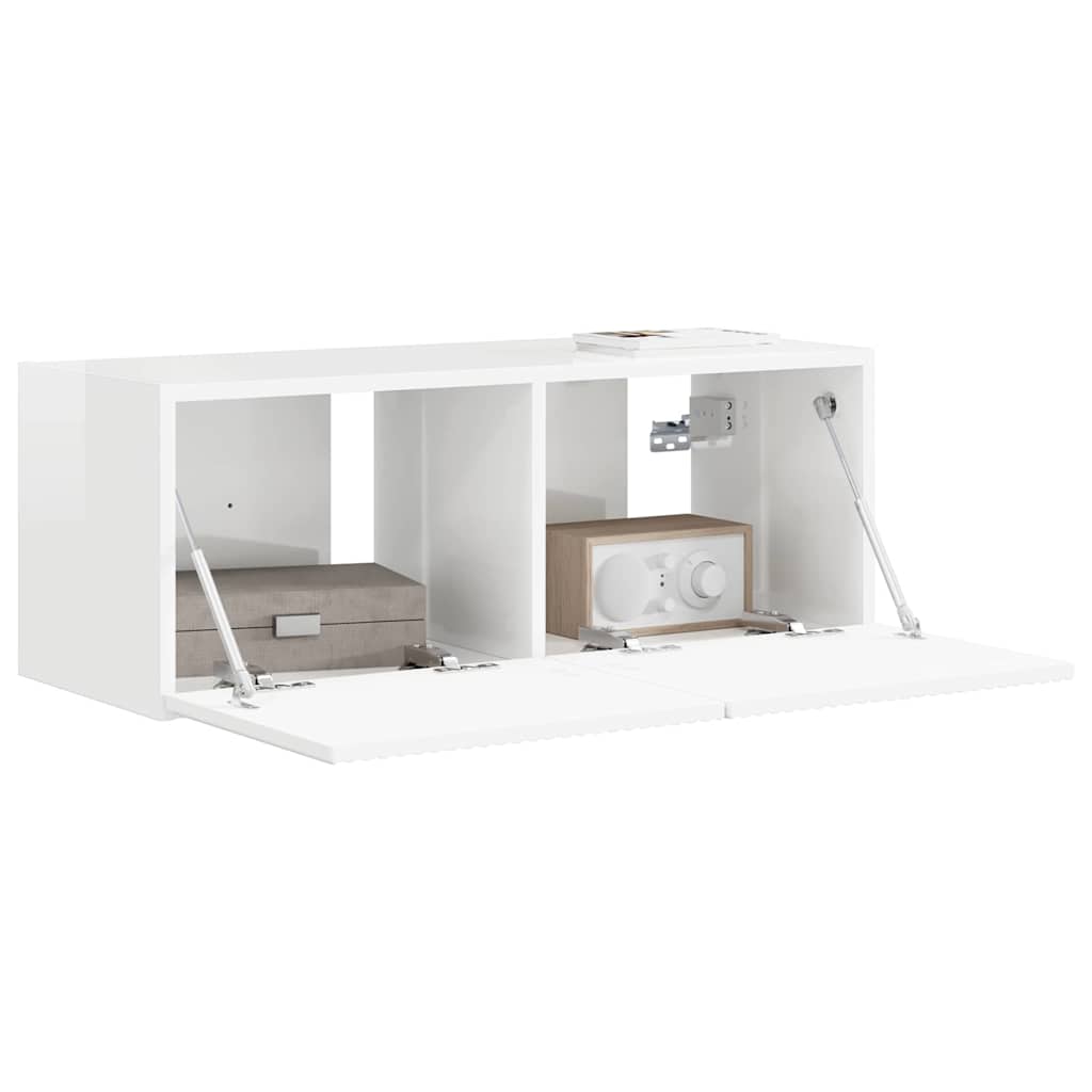 vidaXL TV Wall Cabinet Gloss White 78.5 x 31 x 29.5 cm Engineered Wood