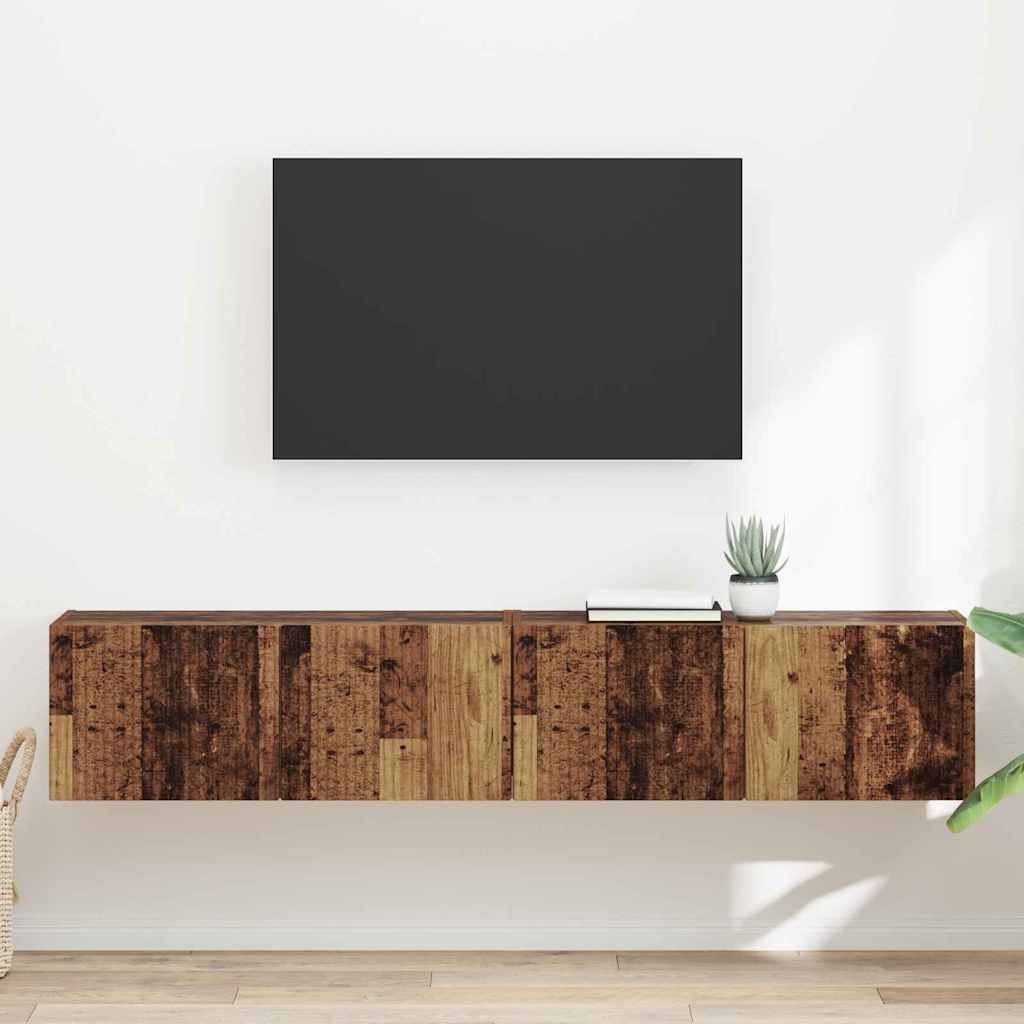 vidaXL TV Wall Cabinet Wall-mounted 2 pcs Old Wood 78.5 x 31 x 29.5 cm