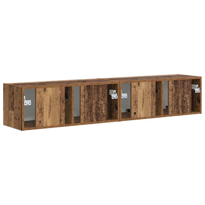vidaXL TV Wall Cabinet Wall-mounted 2 pcs Old Wood 78.5 x 31 x 29.5 cm