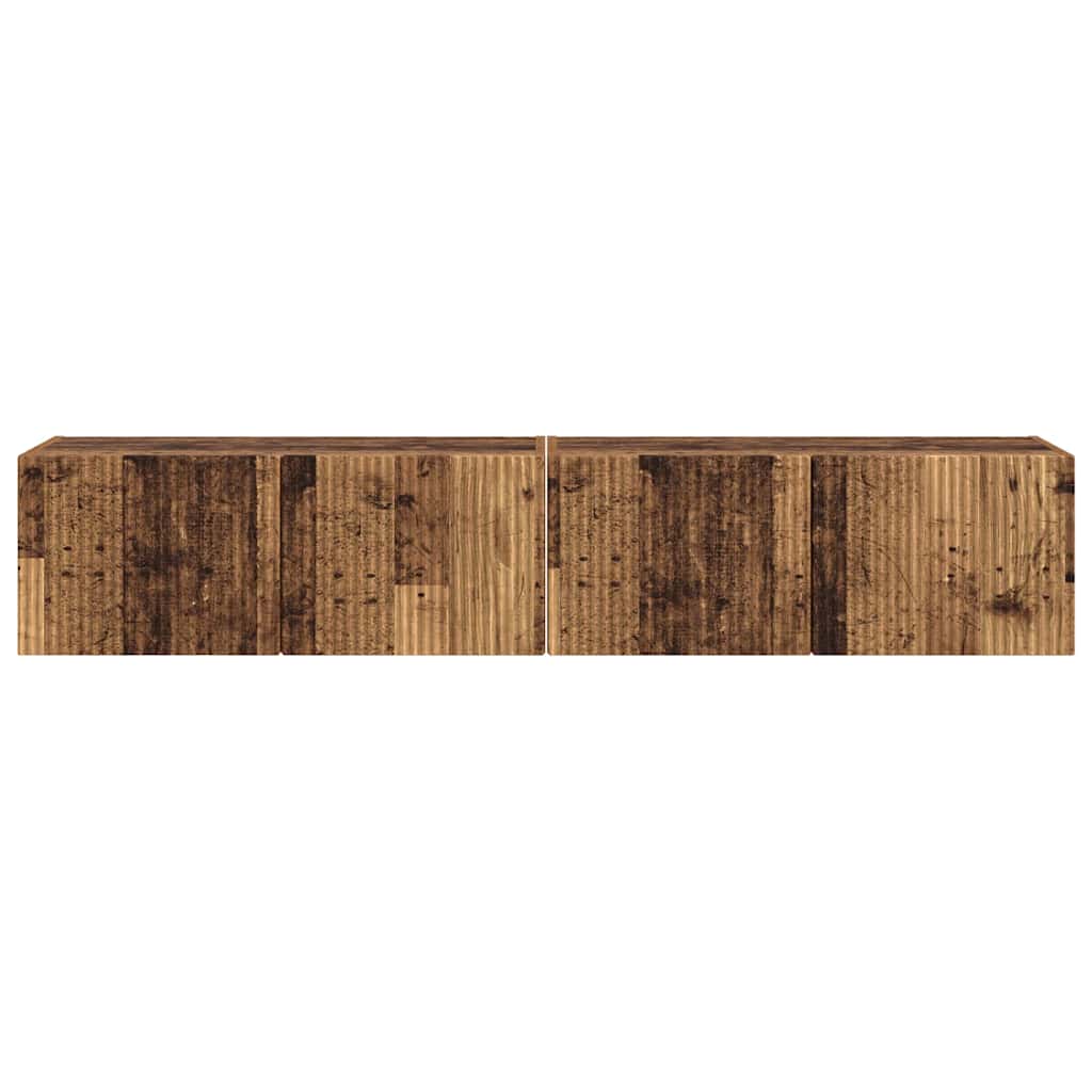 vidaXL TV Wall Cabinet Wall-mounted 2 pcs Old Wood 78.5 x 31 x 29.5 cm
