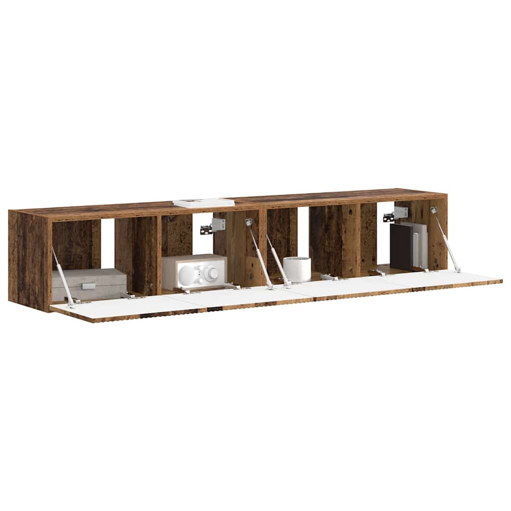 vidaXL TV Wall Cabinet Wall-mounted 2 pcs Old Wood 78.5 x 31 x 29.5 cm