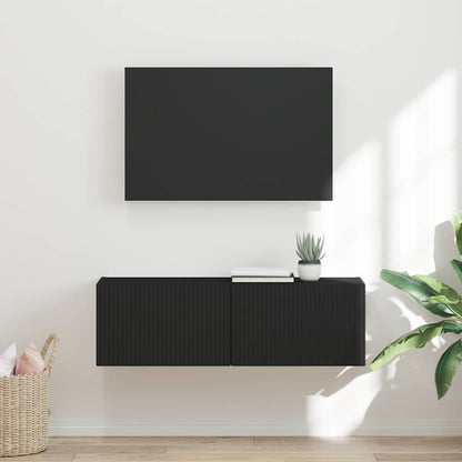 vidaXL TV Wall Cabinet 98 x 31 x 29.5 cm Black Engineered Wood
