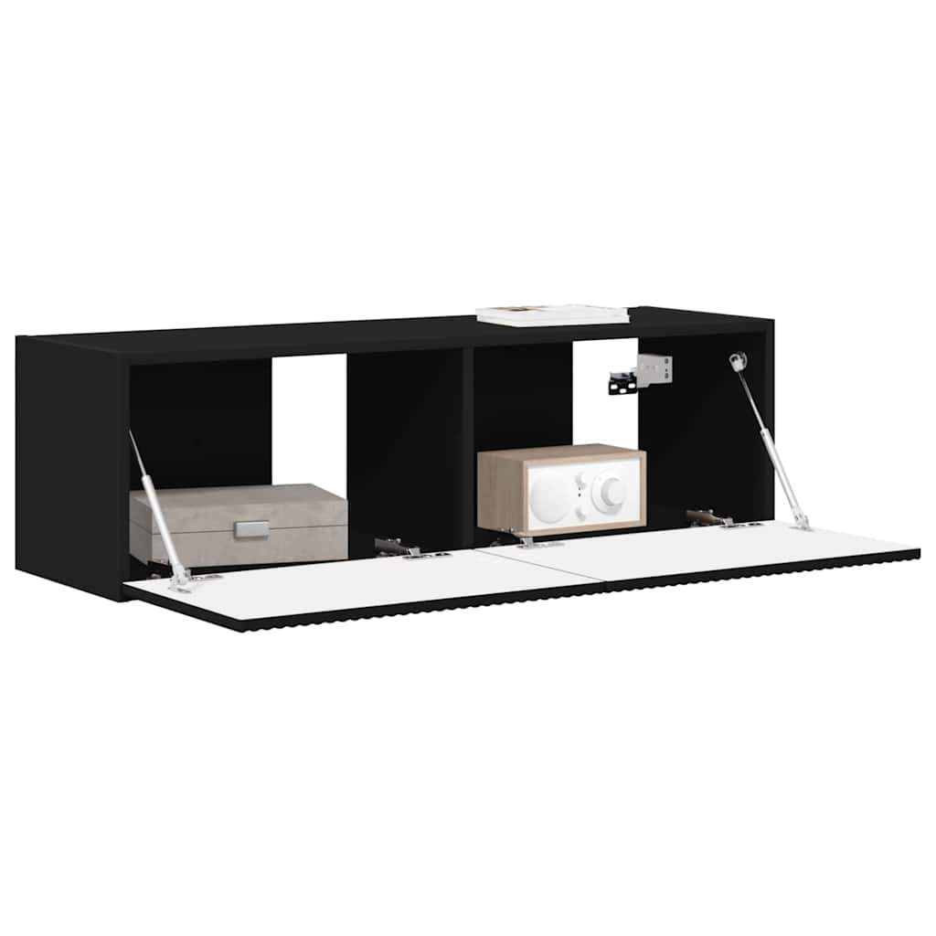 vidaXL TV Wall Cabinet 98 x 31 x 29.5 cm Black Engineered Wood