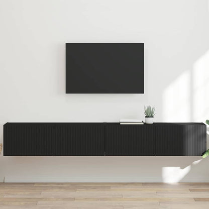 vidaXL TV Wall Cabinet 2 pcs Black Engineered Wood