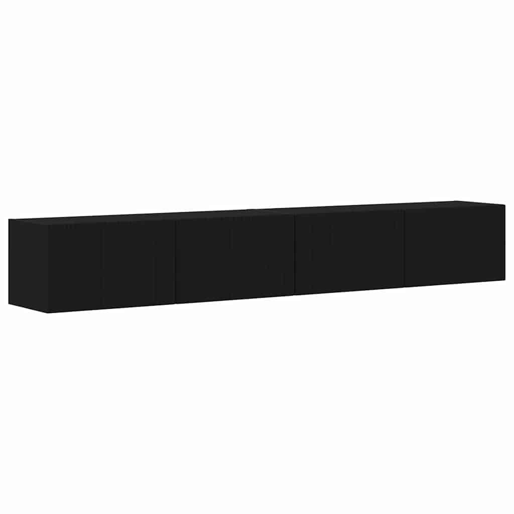 vidaXL TV Wall Cabinet 2 pcs Black Engineered Wood