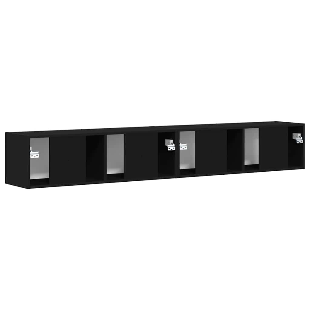 vidaXL TV Wall Cabinet 2 pcs Black Engineered Wood