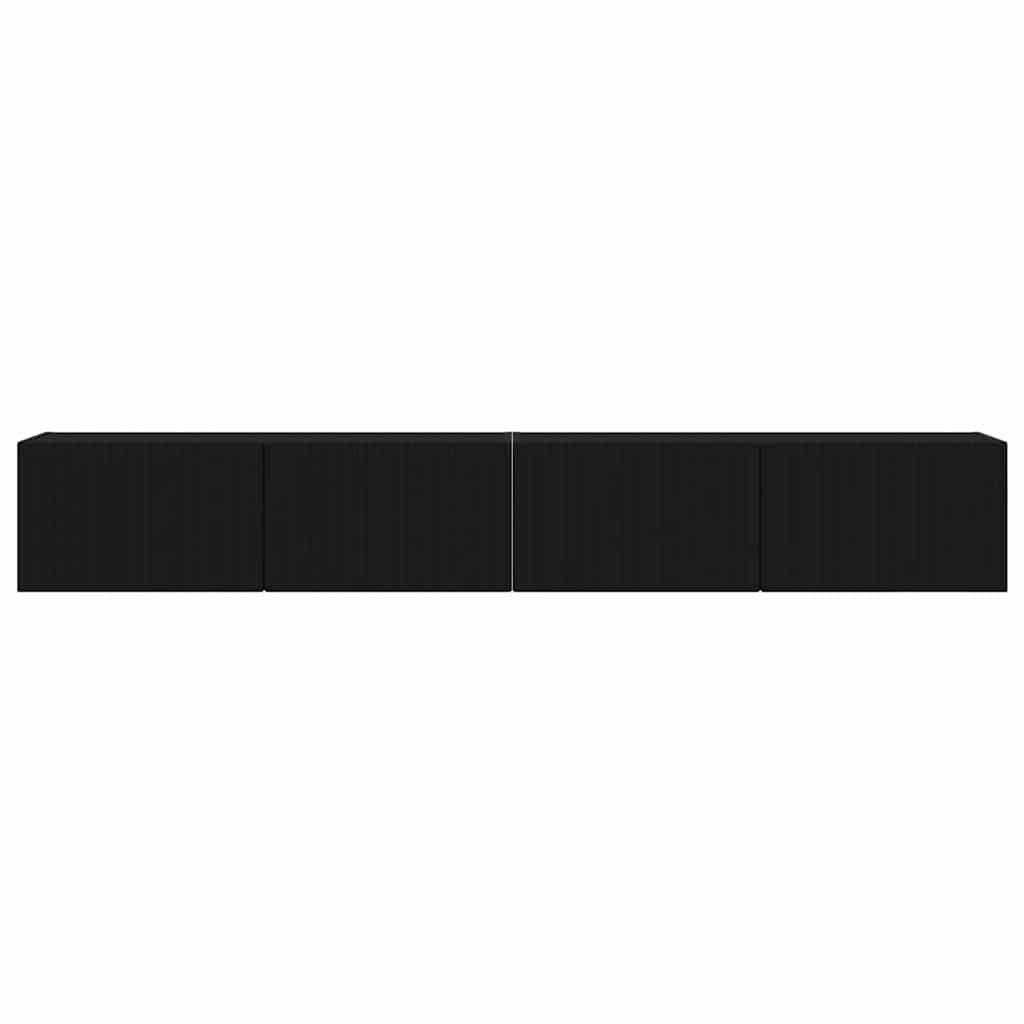 vidaXL TV Wall Cabinet 2 pcs Black Engineered Wood
