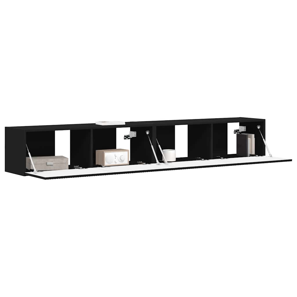 vidaXL TV Wall Cabinet 2 pcs Black Engineered Wood