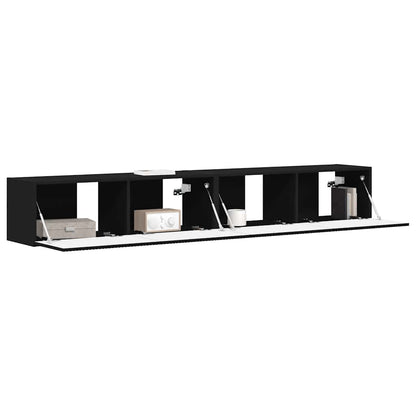 vidaXL TV Wall Cabinet 2 pcs Black Engineered Wood