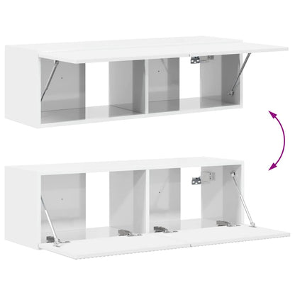 vidaXL TV Wall Cabinet 98 x 31 x 29.5 cm Gloss White Engineered Wood