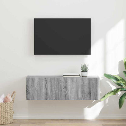 vidaXL TV Wall Cabinet Grey Sonoma 98 x 31 x 29.5 cm Engineered Wood