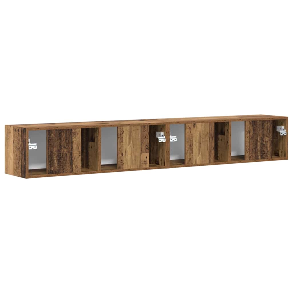 vidaXL TV Wall Cabinet Wall-mounted 2 pcs Old Wood 98 x 31 x 29.5 cm