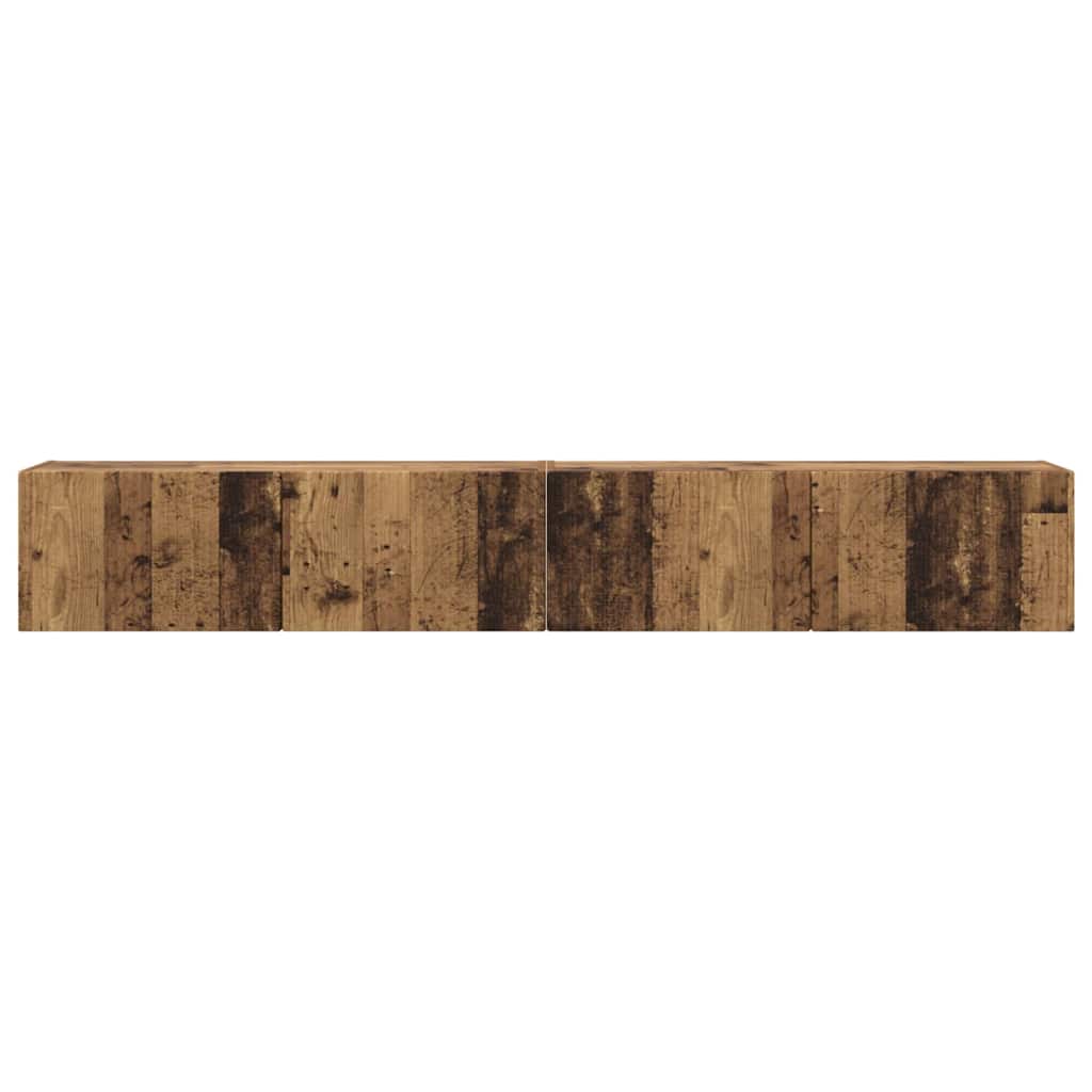 vidaXL TV Wall Cabinet Wall-mounted 2 pcs Old Wood 98 x 31 x 29.5 cm