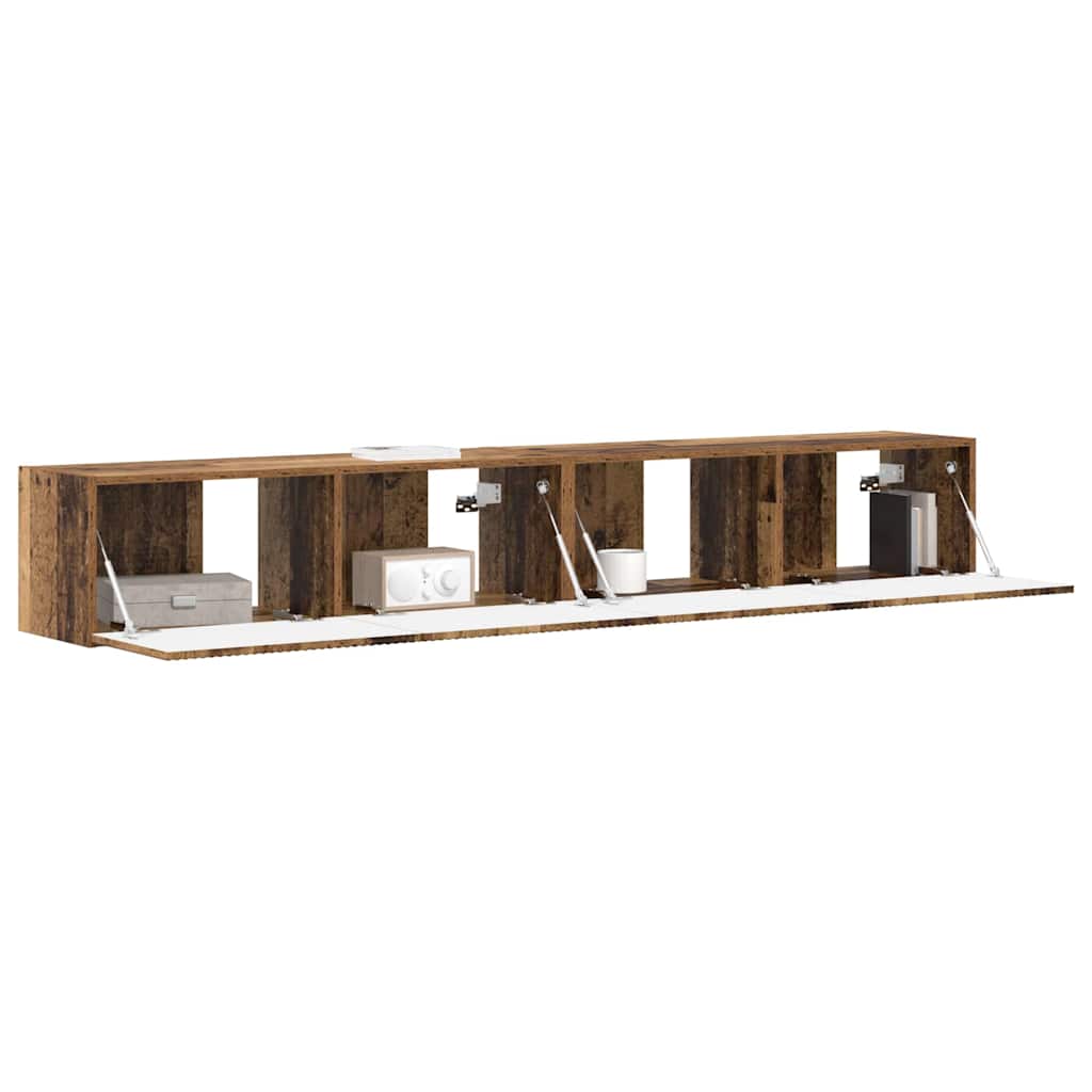 vidaXL TV Wall Cabinet Wall-mounted 2 pcs Old Wood 98 x 31 x 29.5 cm