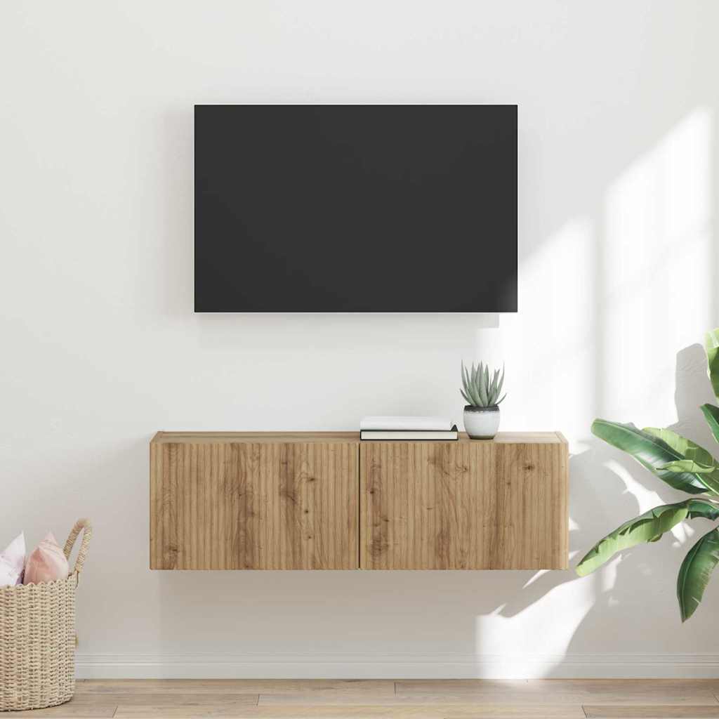 vidaXL TV Wall Cabinet 98 x 31 x 29.5 cm Artisian Oak Engineered Wood