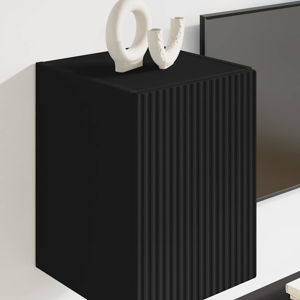 vidaXL TV Wall Cabinet 2 pcs Black 30 x 31 x 40 cm Engineered Wood