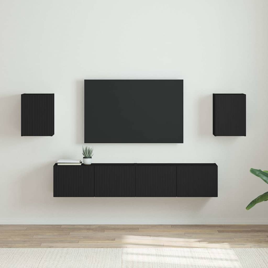 vidaXL TV Wall Cabinet 2 pcs Black 30 x 31 x 40 cm Engineered Wood