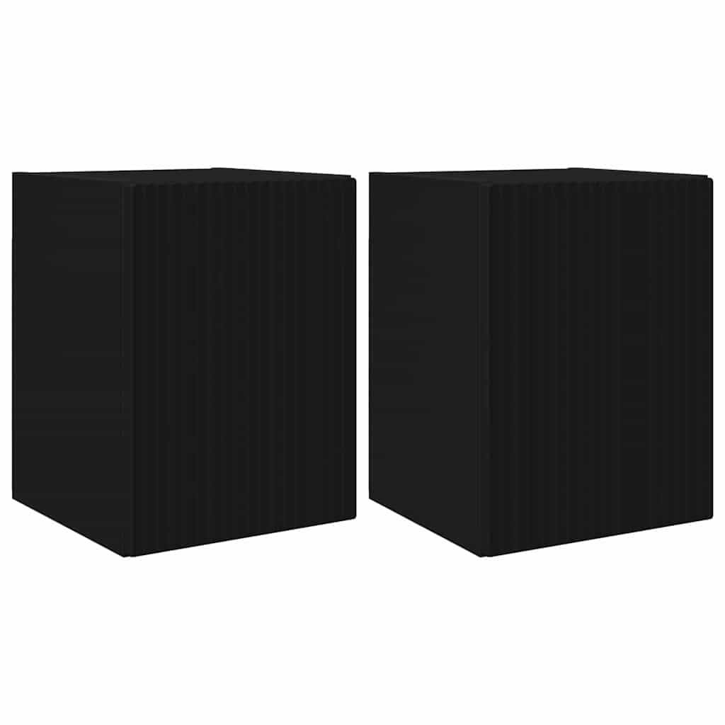 vidaXL TV Wall Cabinet 2 pcs Black 30 x 31 x 40 cm Engineered Wood