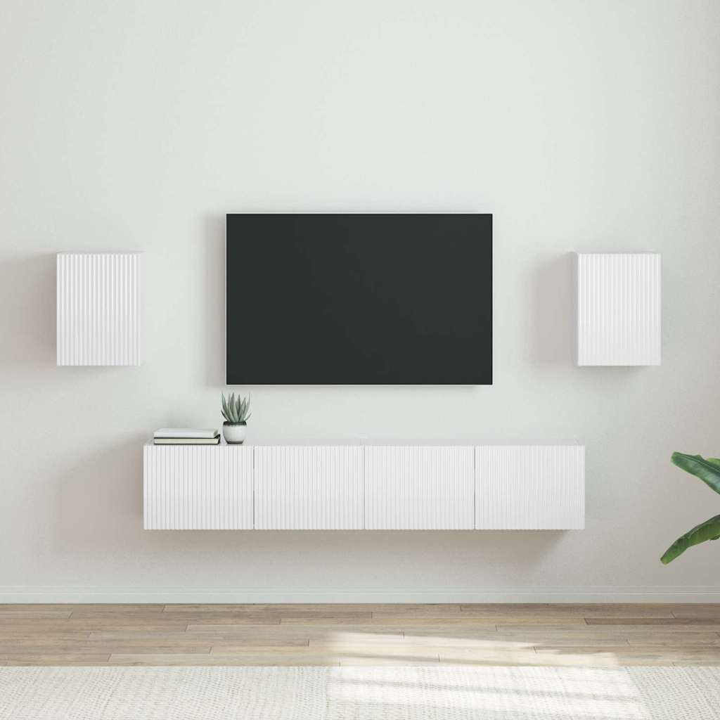 vidaXL TV Wall Cabinet Wall-mounted 2 pcs Gloss White 30 x 31 x 40 cm