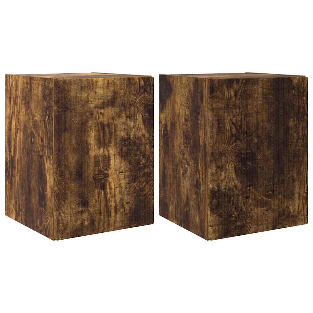 vidaXL TV Wall Cabinet Wall-mounted 2 pcs Smoked Oak 30 x 31 x 40 cm