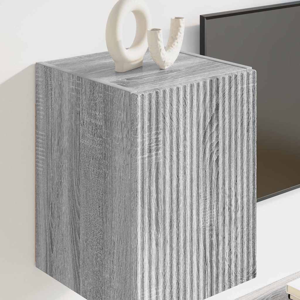 vidaXL TV Wall Cabinet Wall-mounted 2 pcs Grey Sonoma 30 x 31 x 40 cm