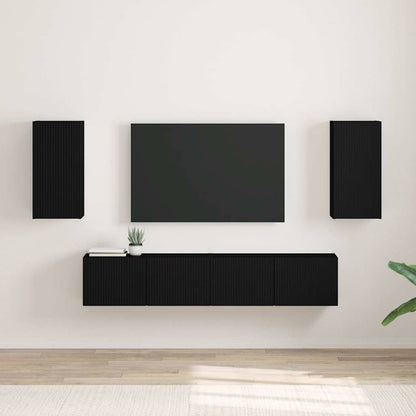 vidaXL TV Wall Cabinet 2 pcs Black 30 x 31 x 60 cm Engineered Wood