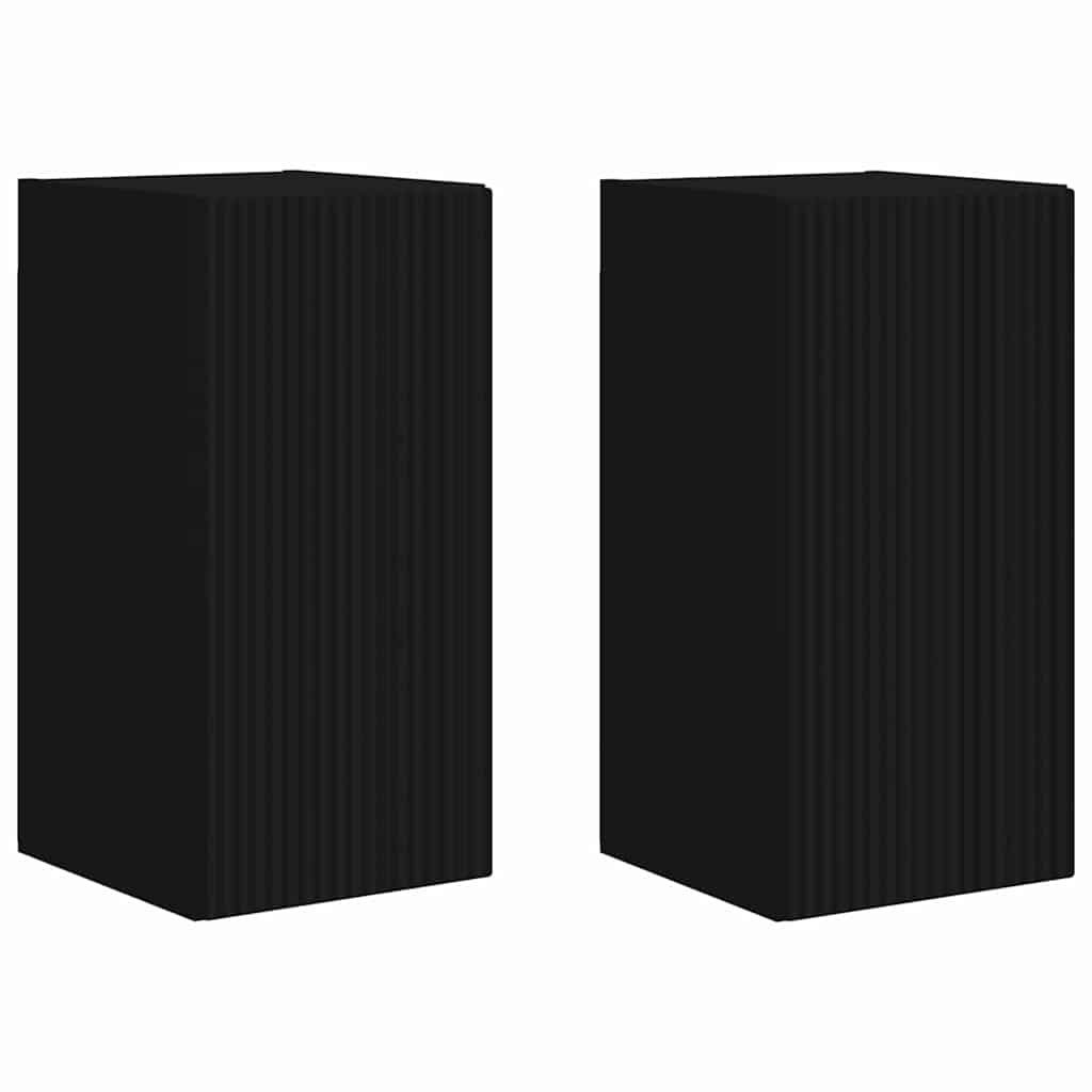 vidaXL TV Wall Cabinet 2 pcs Black 30 x 31 x 60 cm Engineered Wood