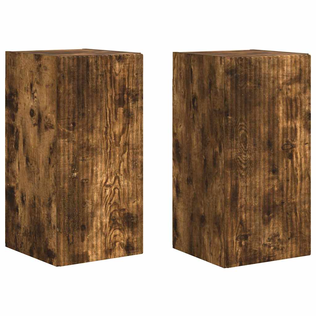 vidaXL TV Wall Cabinet Wall-mounted 2 pcs Smoked Oak 30 x 31 x 60 cm