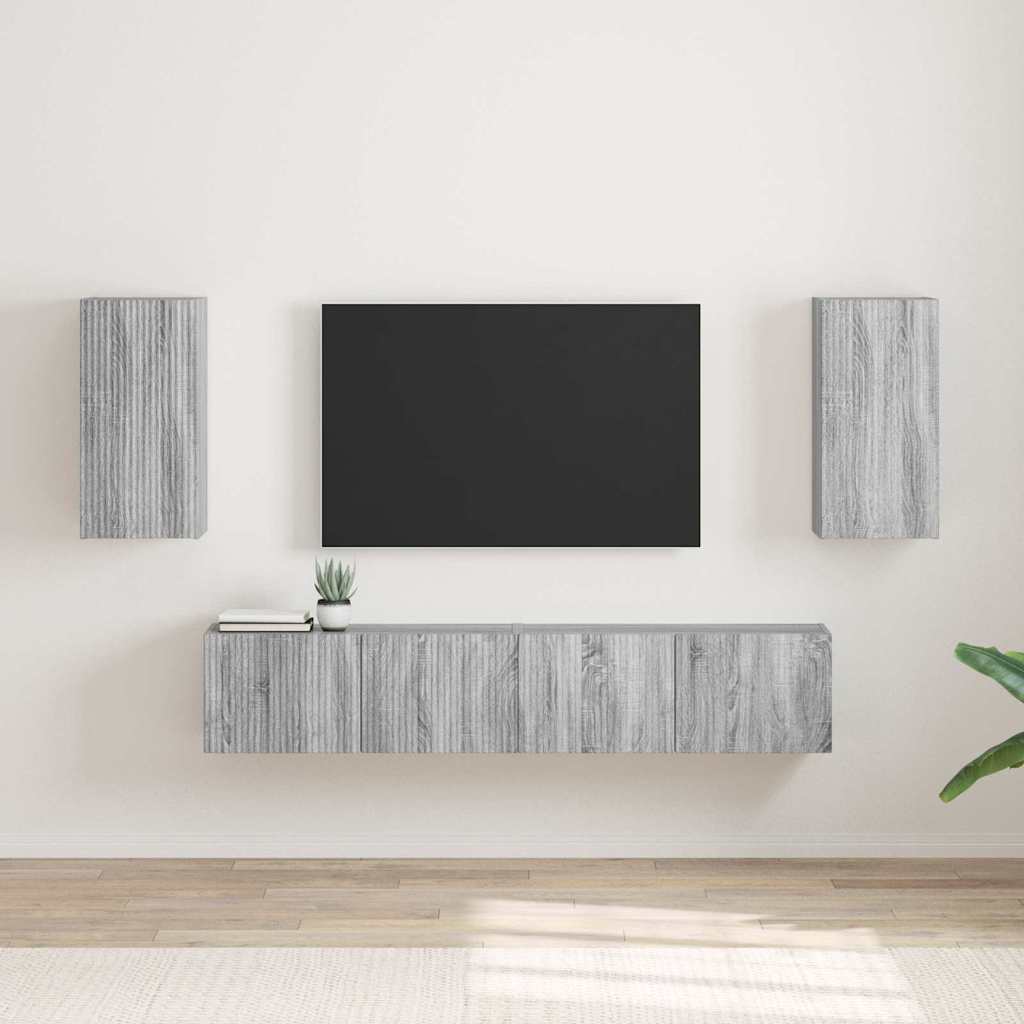 vidaXL TV Wall Cabinet Wall-mounted 2 pcs Grey Sonoma 30 x 31 x 60 cm