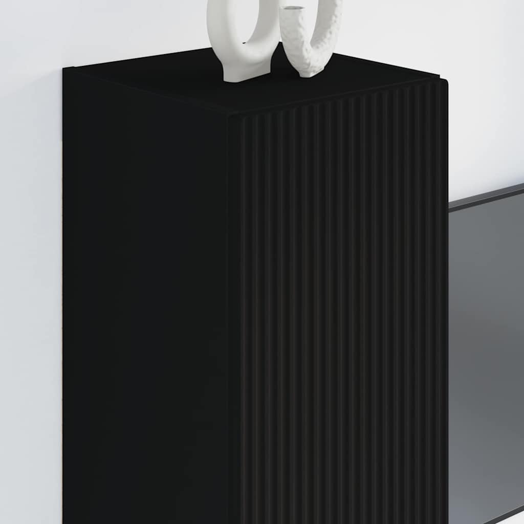vidaXL TV Wall Cabinet 2 pcs Black 30 x 31 x 80 cm Engineered Wood