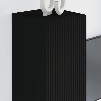 vidaXL TV Wall Cabinet 2 pcs Black 30 x 31 x 80 cm Engineered Wood