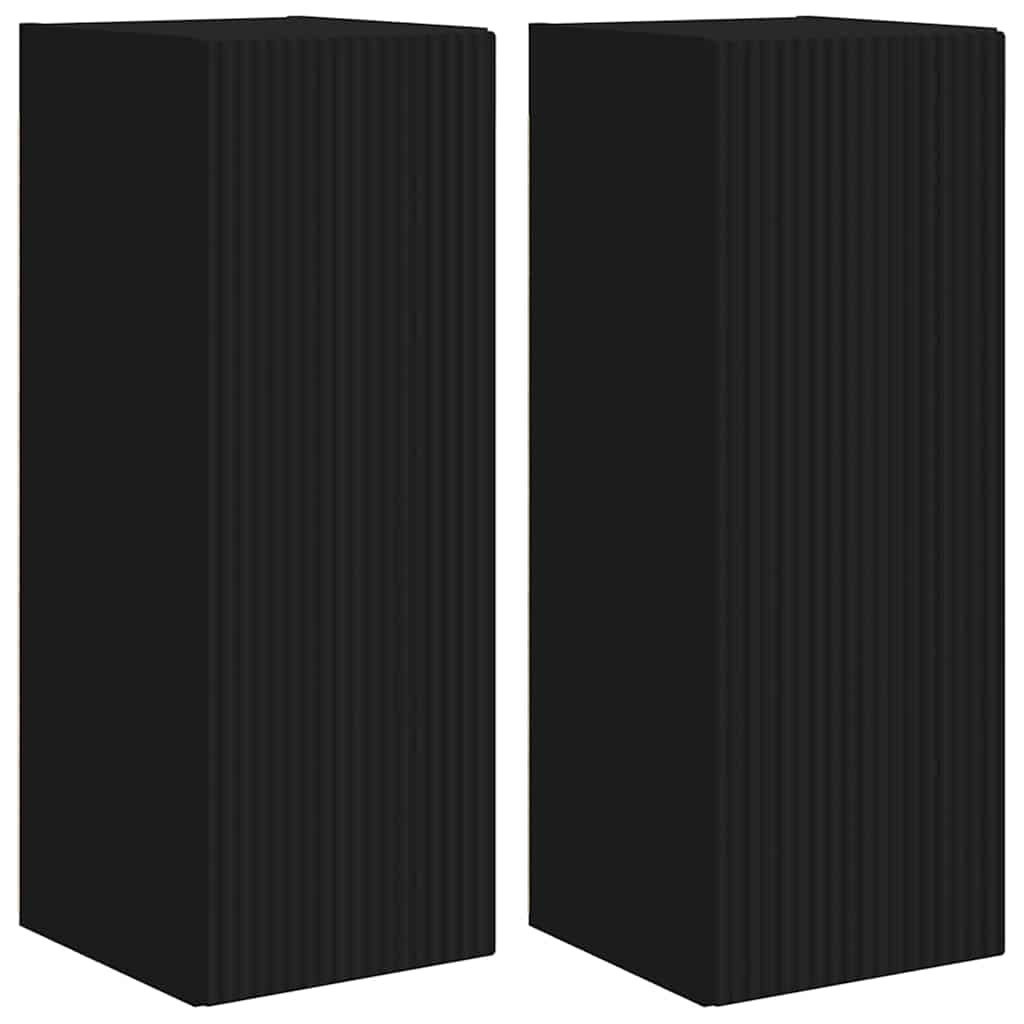 vidaXL TV Wall Cabinet 2 pcs Black 30 x 31 x 80 cm Engineered Wood
