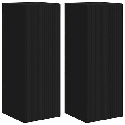 vidaXL TV Wall Cabinet 2 pcs Black 30 x 31 x 80 cm Engineered Wood