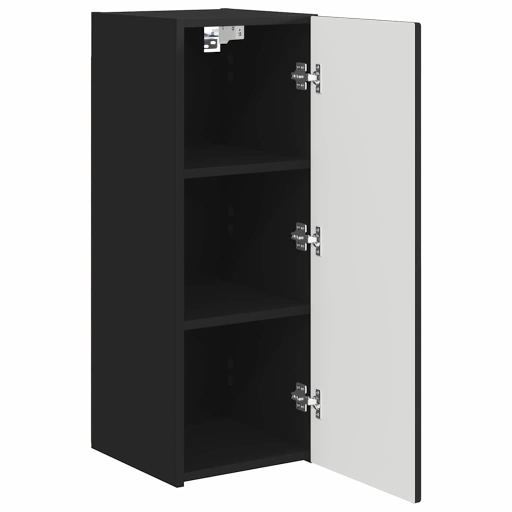 vidaXL TV Wall Cabinet 2 pcs Black 30 x 31 x 80 cm Engineered Wood