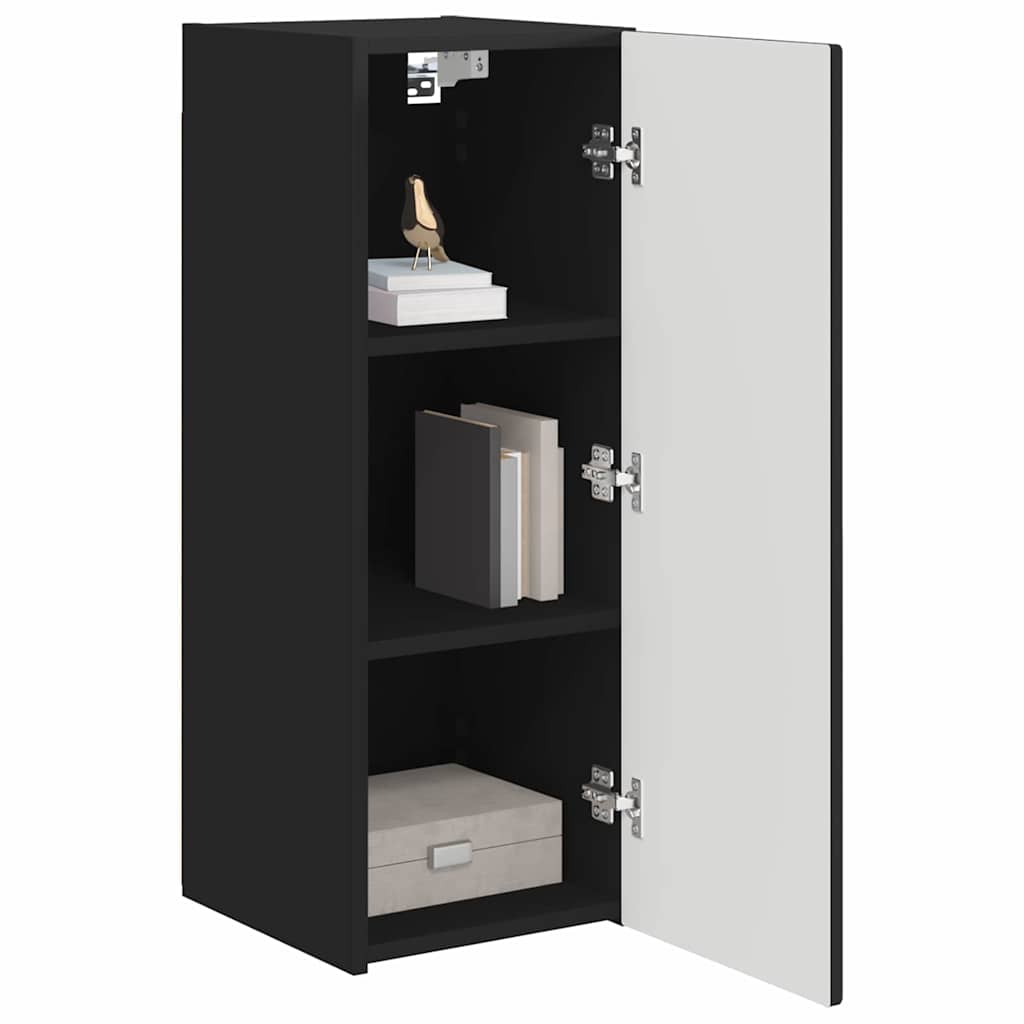 vidaXL TV Wall Cabinet 2 pcs Black 30 x 31 x 80 cm Engineered Wood