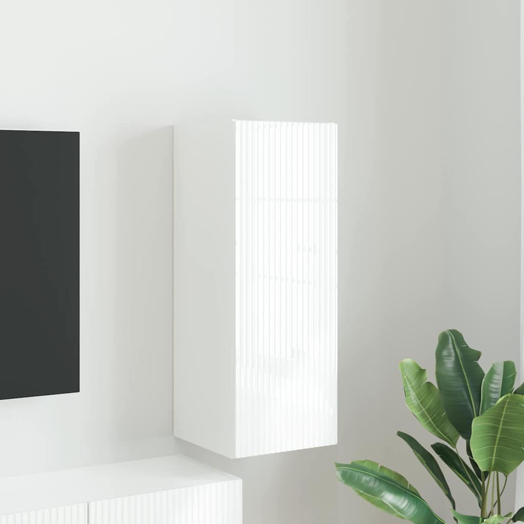vidaXL TV Wall Cabinet Gloss White 30 x 31 x 80 cm Engineered Wood