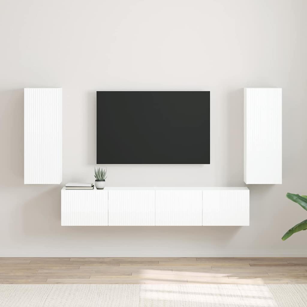 vidaXL TV Wall Cabinet Wall-mounted 2 pcs Gloss White 30 x 31 x 80 cm