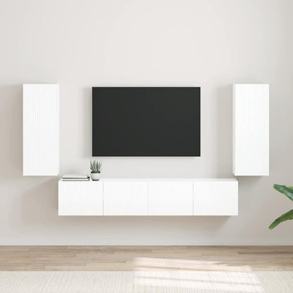 vidaXL TV Wall Cabinet Wall-mounted 2 pcs Gloss White 30 x 31 x 80 cm