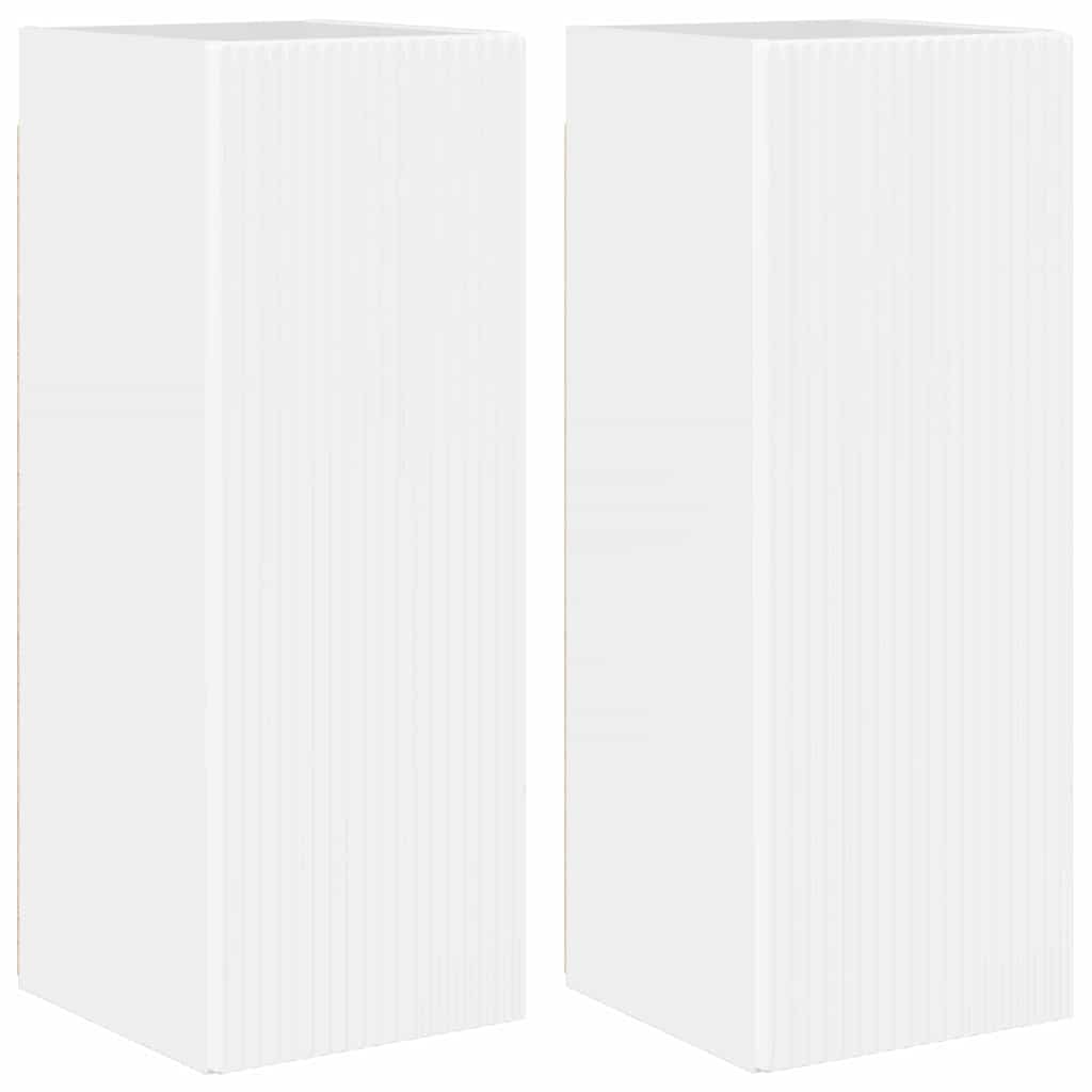 vidaXL TV Wall Cabinet Wall-mounted 2 pcs Gloss White 30 x 31 x 80 cm