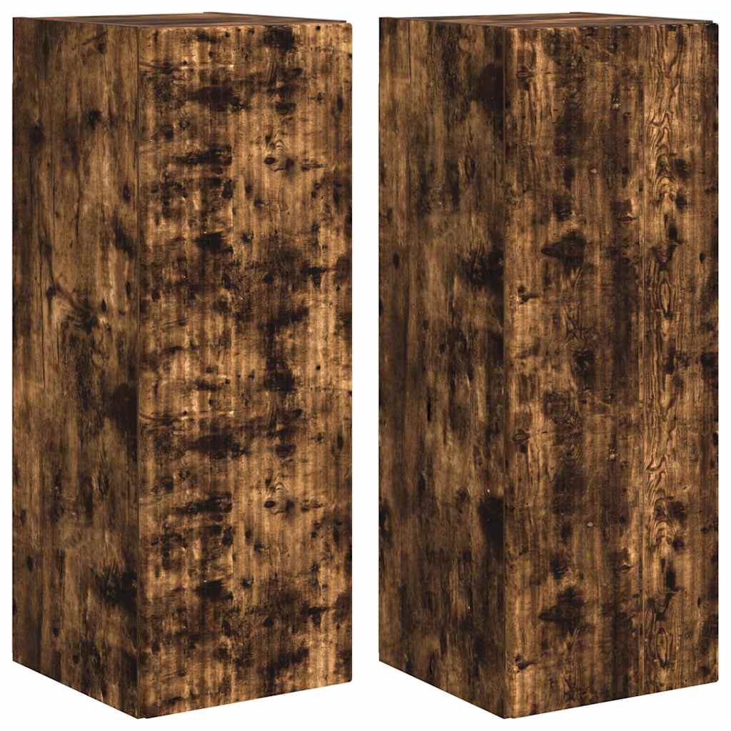 vidaXL TV Wall Cabinet Wall-mounted 2 pcs Smoked Oak 30 x 31 x 80 cm