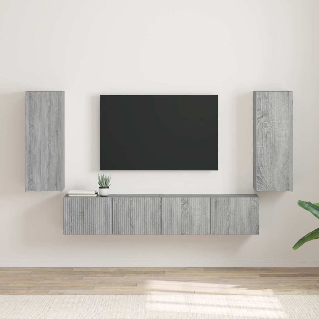 vidaXL TV Wall Cabinet Wall-mounted 2 pcs Grey Sonoma 30 x 31 x 80 cm