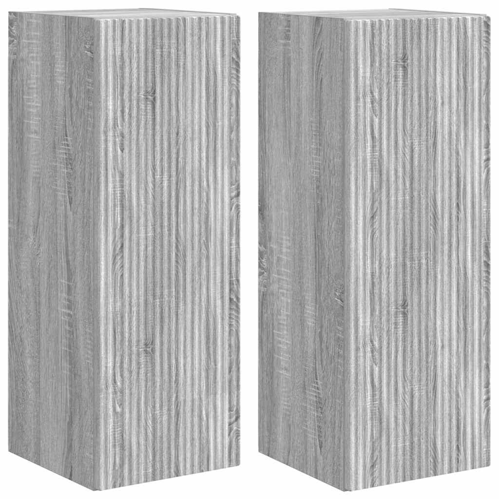 vidaXL TV Wall Cabinet Wall-mounted 2 pcs Grey Sonoma 30 x 31 x 80 cm