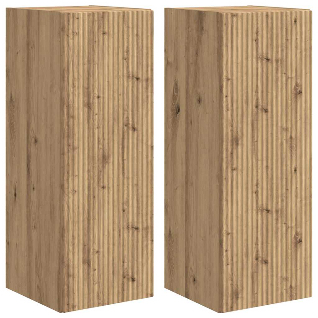 vidaXL TV Wall Cabinet Wall-mounted 2 pcs Artisian Oak 30 x 31 x 80 cm