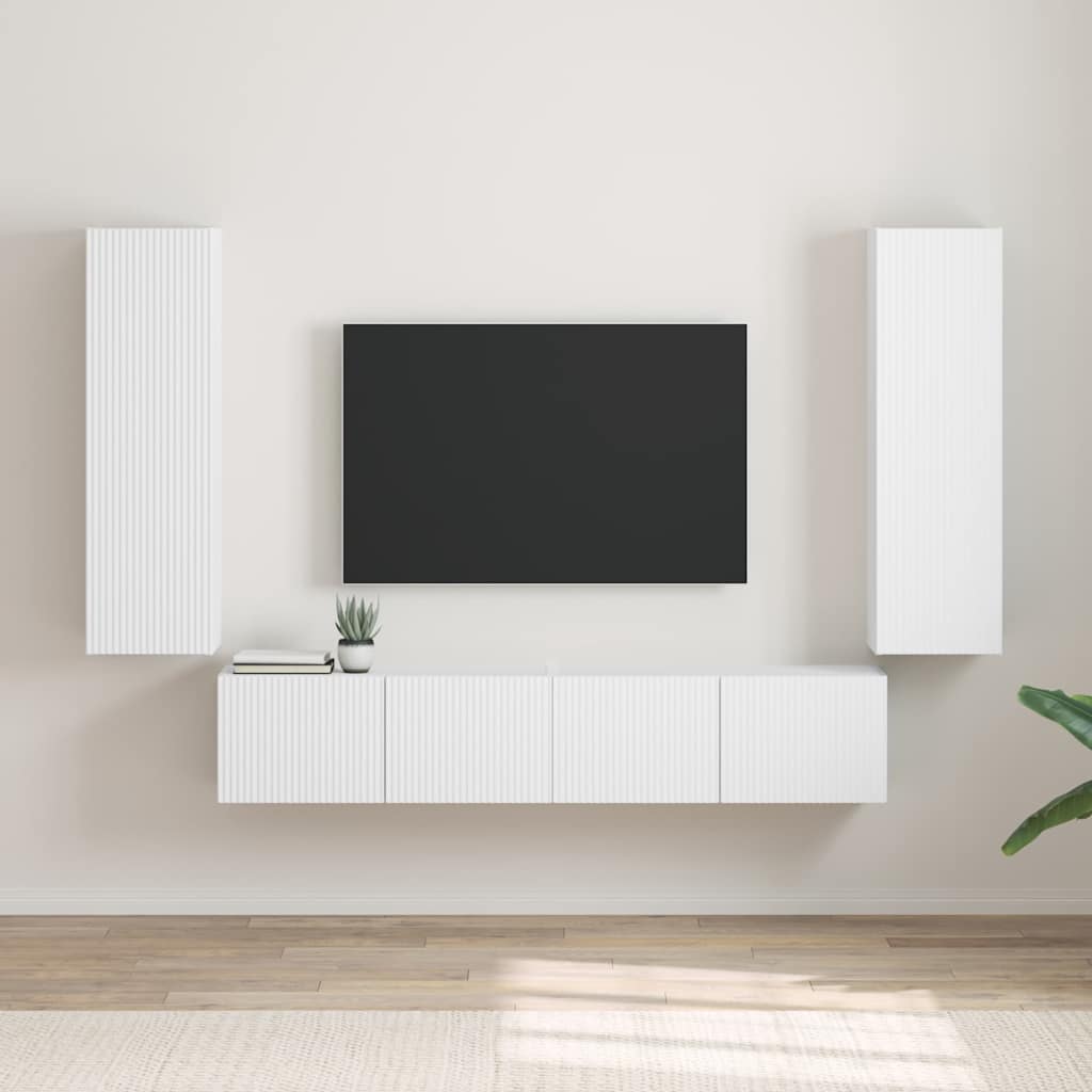 vidaXL TV Wall Cabinet 2 pcs White 30 x 31 x 100 cm Engineered Wood