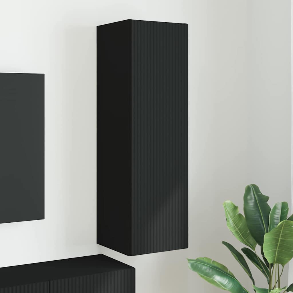 vidaXL TV Wall Cabinet Black 30 x 31 x 100 cm Engineered Wood