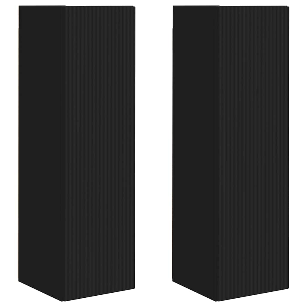 vidaXL TV Wall Cabinet 2 pcs Black 30 x 31 x 100 cm Engineered Wood