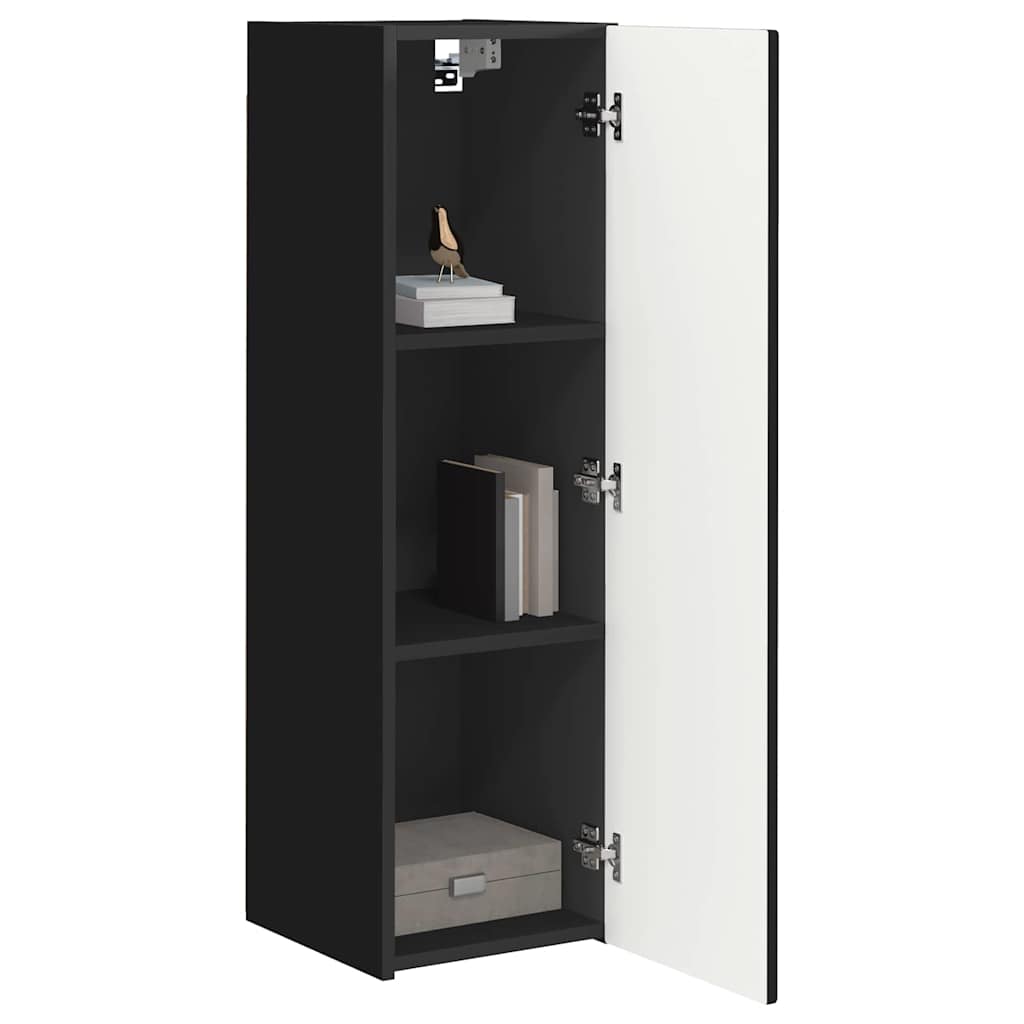 vidaXL TV Wall Cabinet 2 pcs Black 30 x 31 x 100 cm Engineered Wood